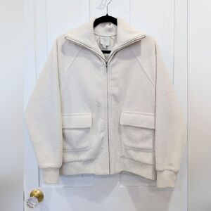 Joie Cream Bomper Fleeve Zip-Up Jacket | Small